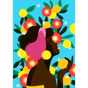 Plakat: Kobieta w cytrynach